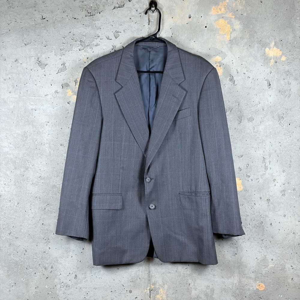 Hickey Freeman Mens 40R Gray Check Wool Blazer Jacket Canterbury Single Breasted